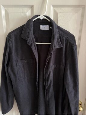 Old Navy Men's Black Casual Button-Down Shirt Jacket